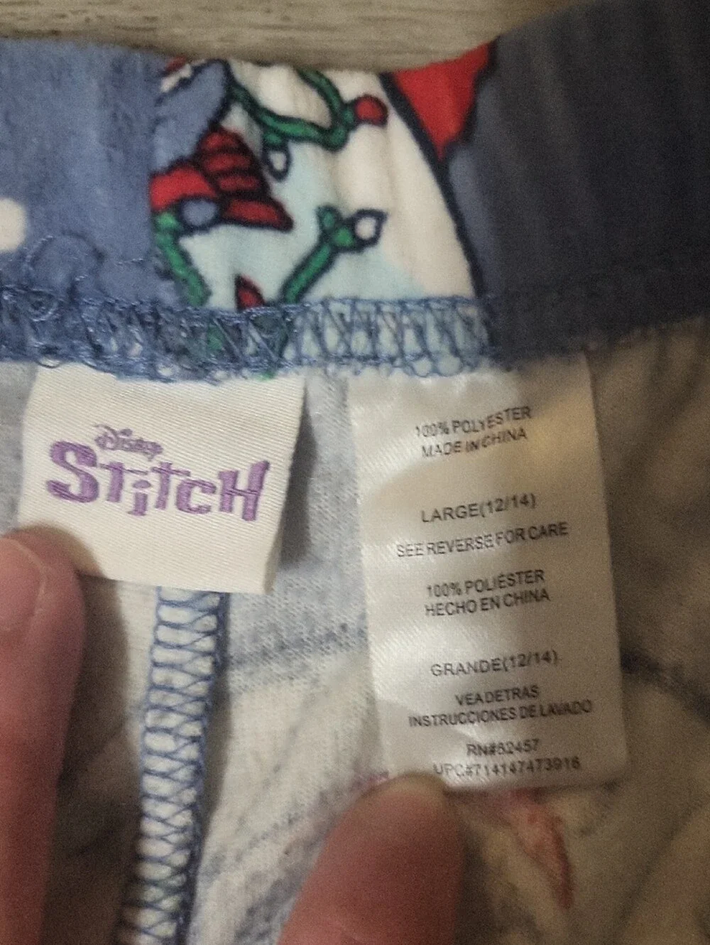 Disney Blue Fleece Pajama Bottoms with Red Drawstring - Picture 2 of 5